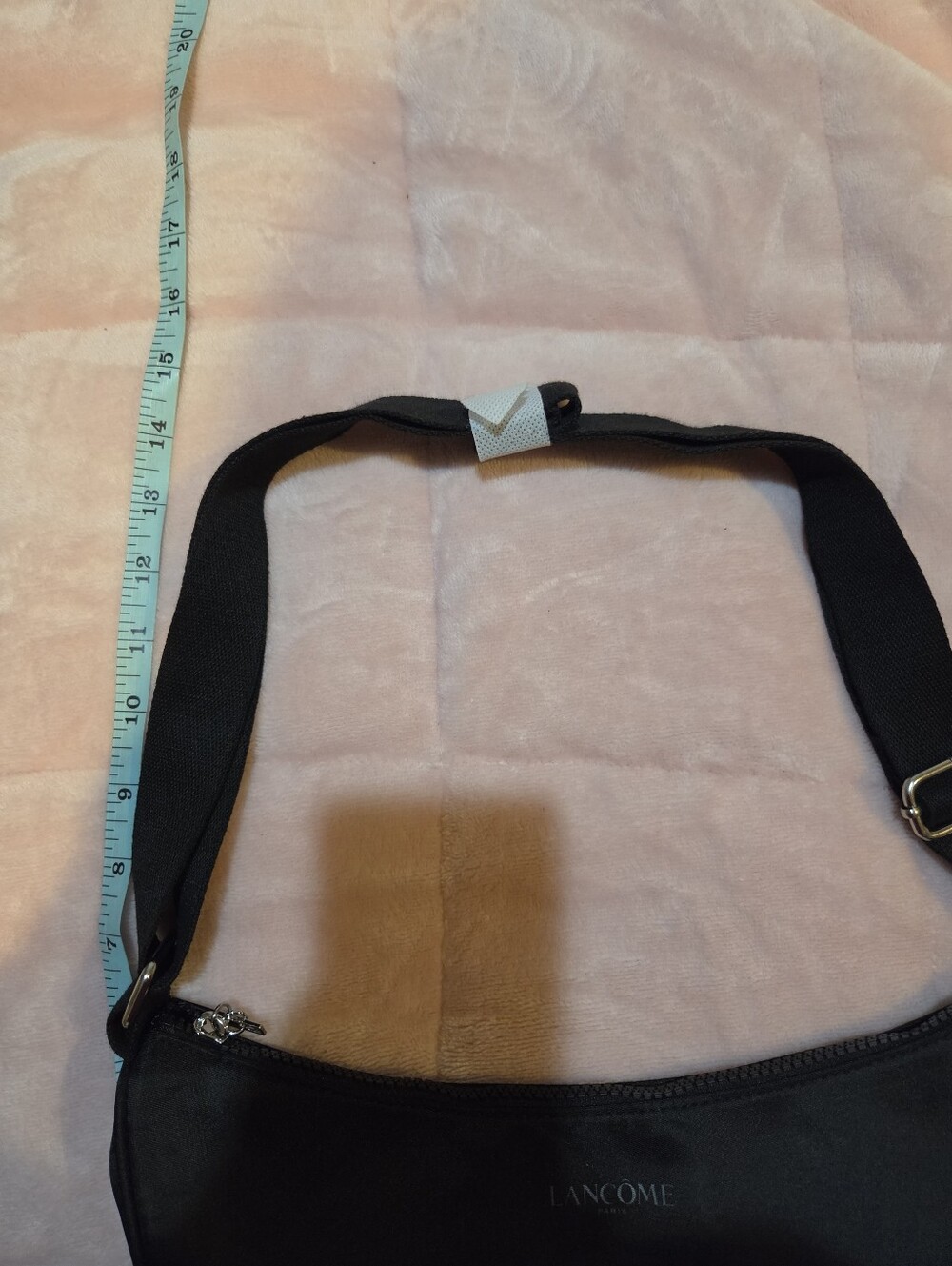 Like New Lancome Paris Black Recycled Nylon Crescent Luxury Crossbody Bag - Picture 8 of 8